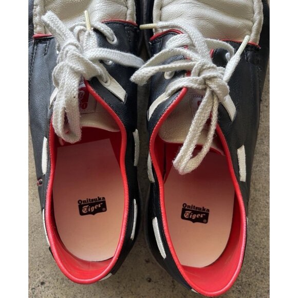 Vintage Onitsuka Tiger D1K1L Men’s shoes Sz 9 F460811 Black White Red Leather - Picture 7 of 11